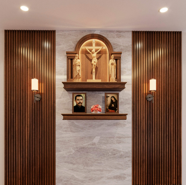 Các mẫu kệ bàn thờ chúa cho phòng khách gia đình công giáo