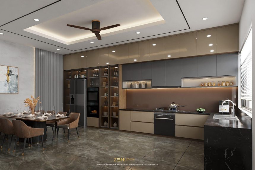 Tủ bếp Acrylic màu kem TB-ARL-MK01
