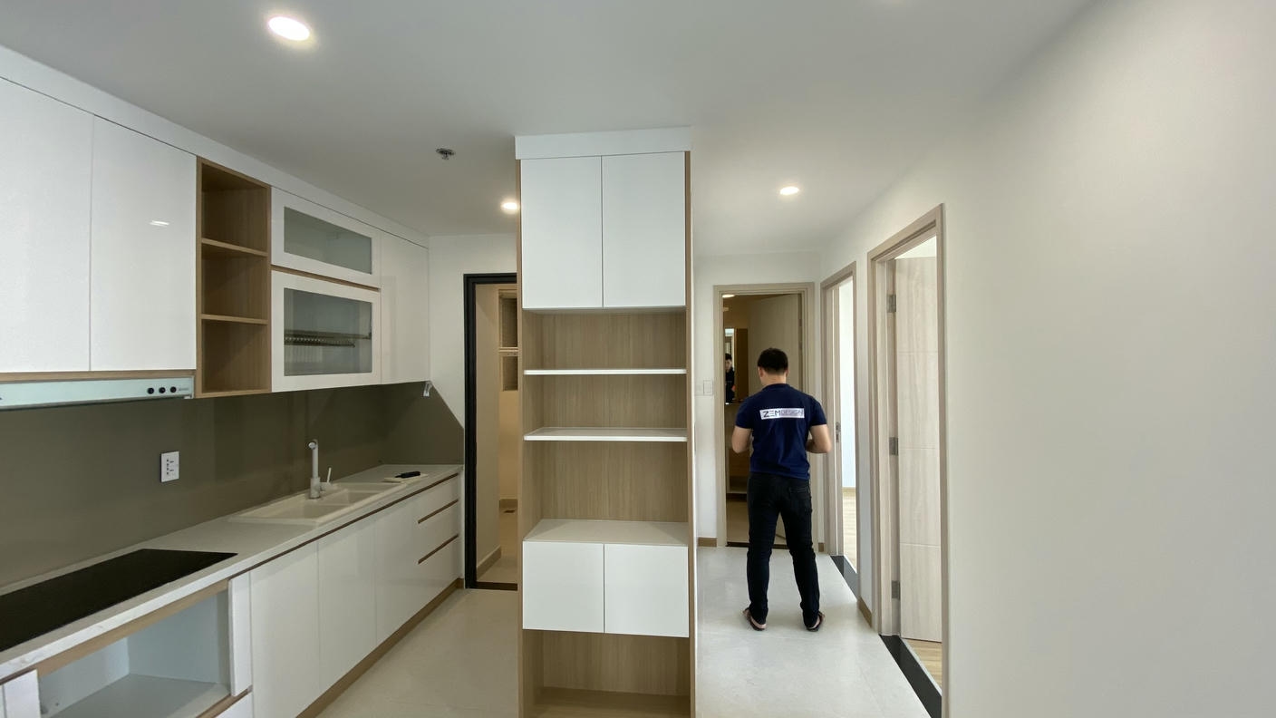 Làm tủ bếp acrylic căn hộ chung cư 2023