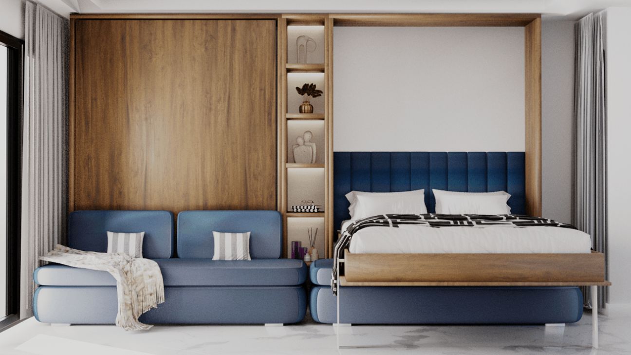 Thiết kế nội thất phòng ngủ 18m2 có giường ngủ đa năng Thiết kế nội thất phòng ngủ 18m2 có giường ngủ đa năng