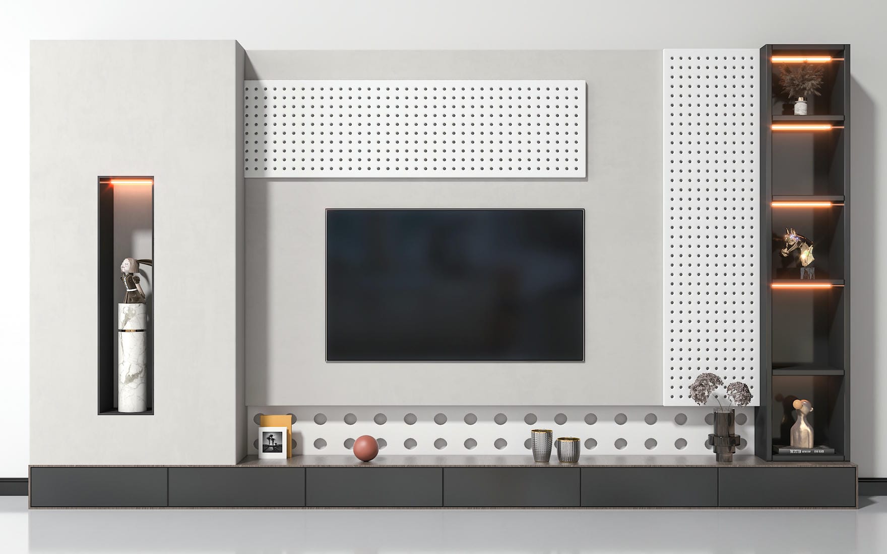 Mẫu nội thất kệ tv cho nhà 6x13m Mẫu nội thất kệ tv cho nhà 6x13m