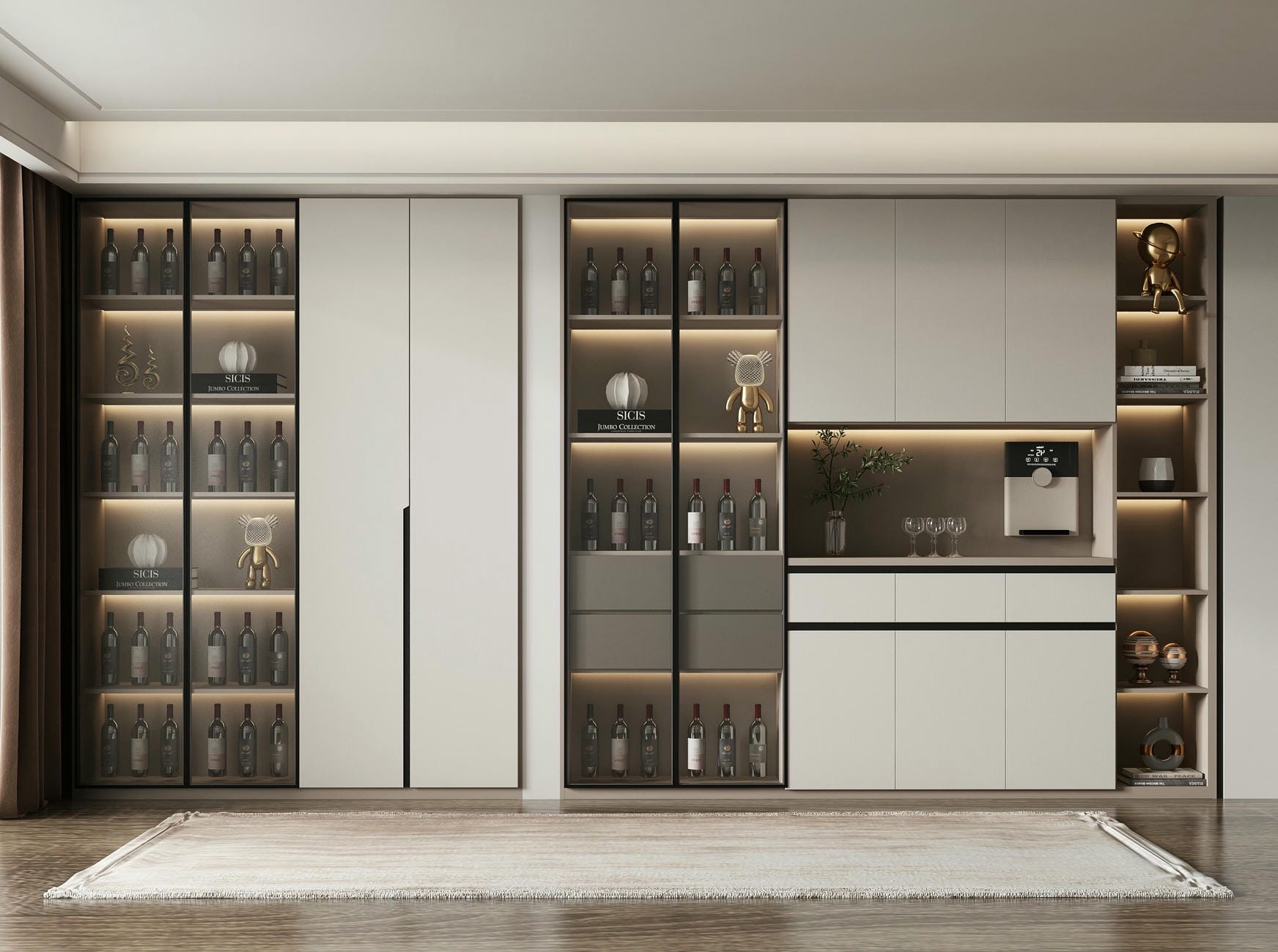Mẫu tủ rượu trong thiết kế nội thất nhà 6x13m Mẫu tủ rượu trong thiết kế nội thất nhà 6x13m