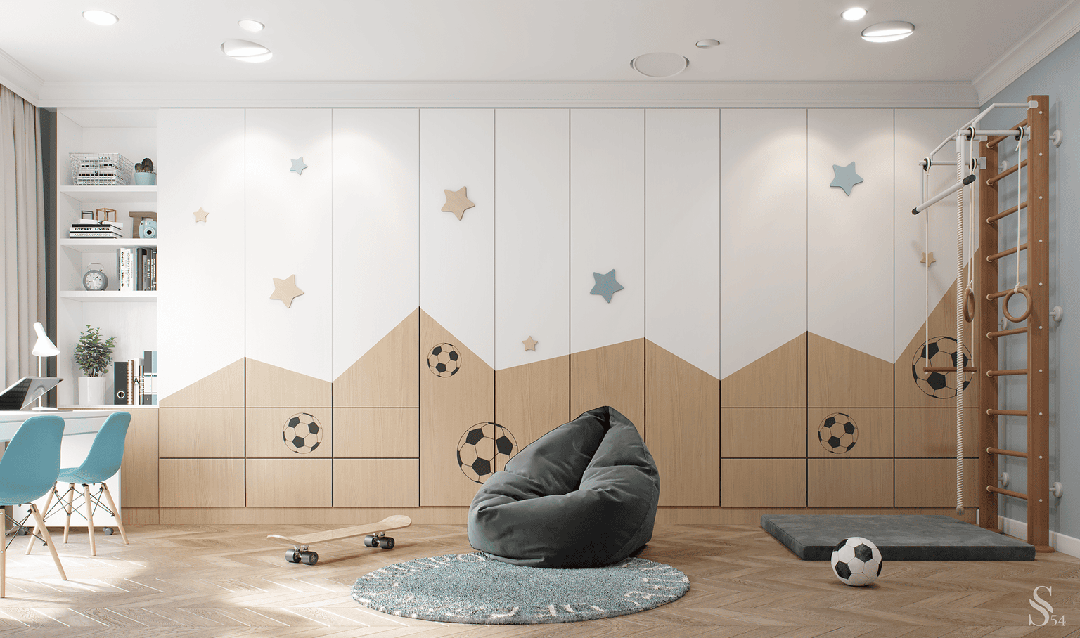 Phòng ngủ trẻ em trong thiết kế nhà 6x13m Phòng ngủ trẻ em trong thiết kế nhà 6x13m