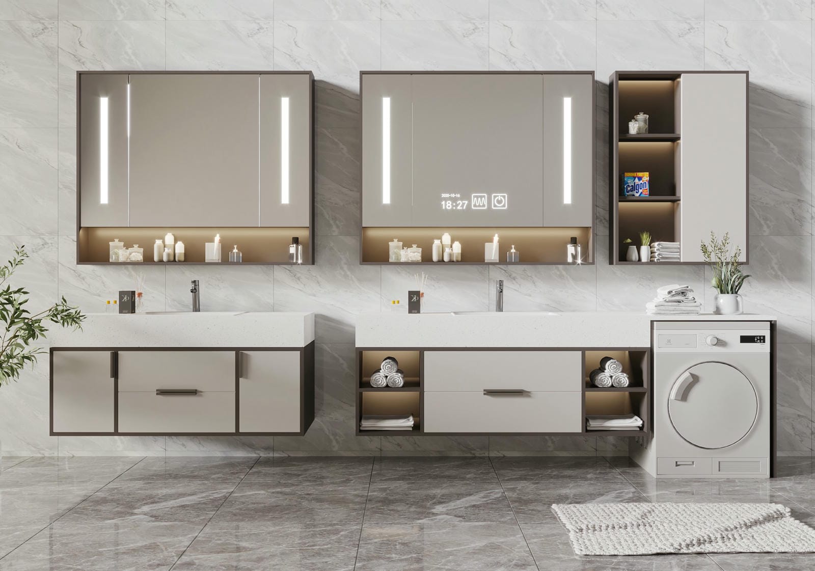 Tủ máy giặt cho thiết kế nhà 6x13m