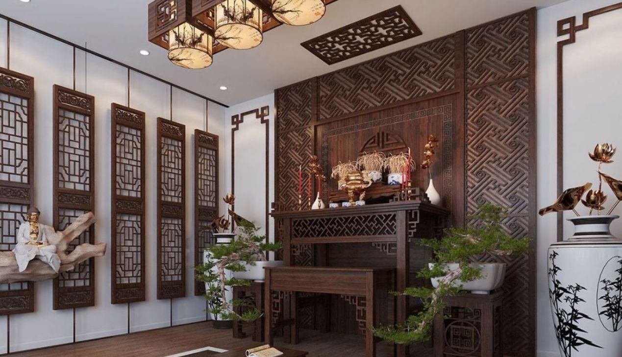 Bố trí bàn thờ trong phòng khách chung cư Bố trí bàn thờ trong phòng khách chung cư