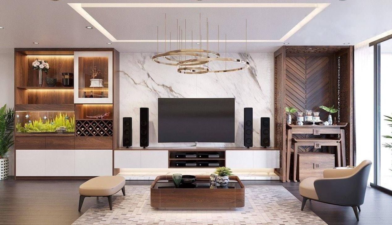 Phòng khách chung cư có bàn thờ cho gia đình Phòng khách chung cư có bàn thờ cho gia đình