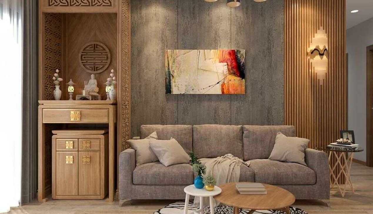 Thiết kế bàn thờ trong phòng khách nhà chung cư Thiết kế bàn thờ trong phòng khách nhà chung cư
