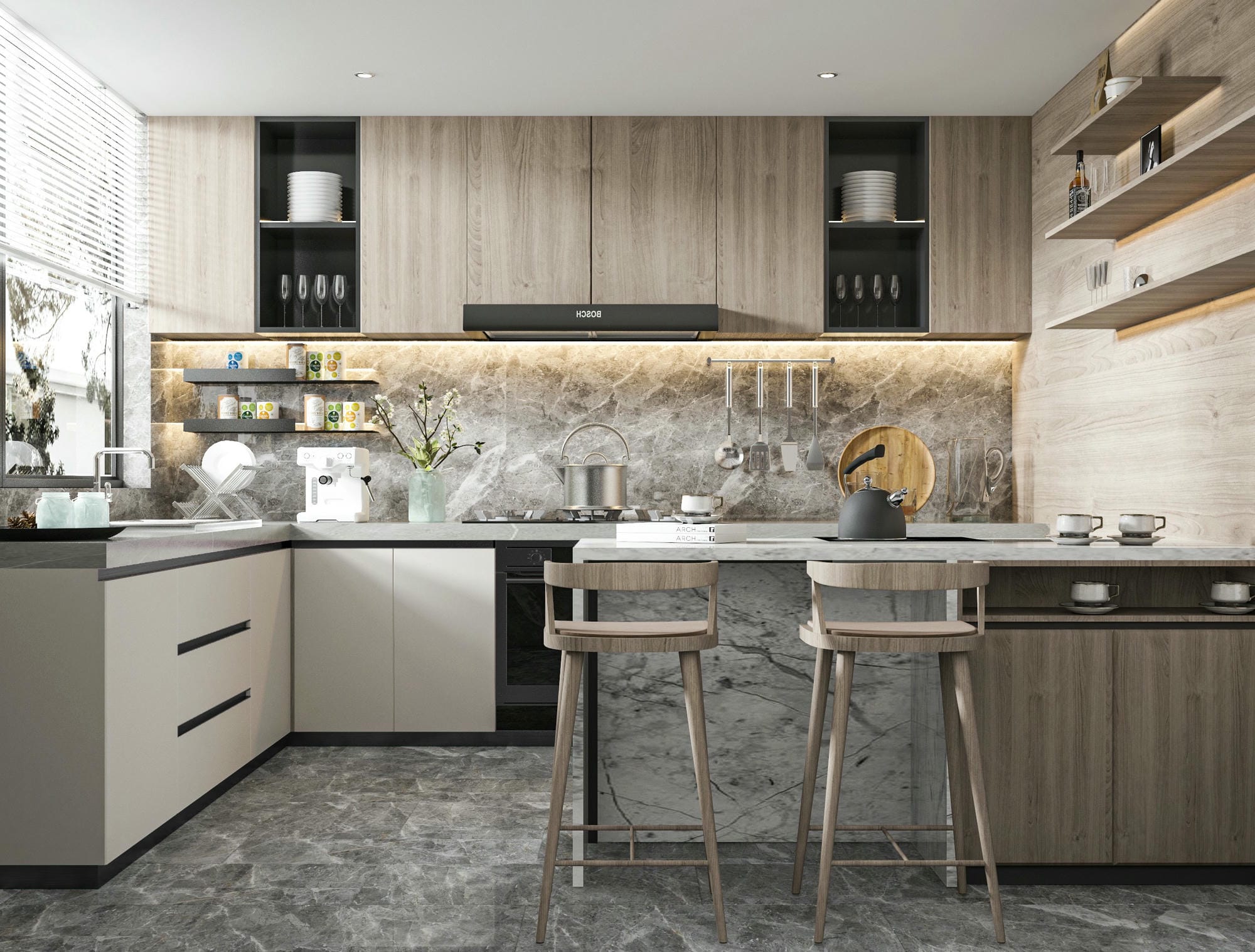 Thiết kế nội thất bếp chung cư 80m2 Thiết kế nội thất bếp chung cư 80m2