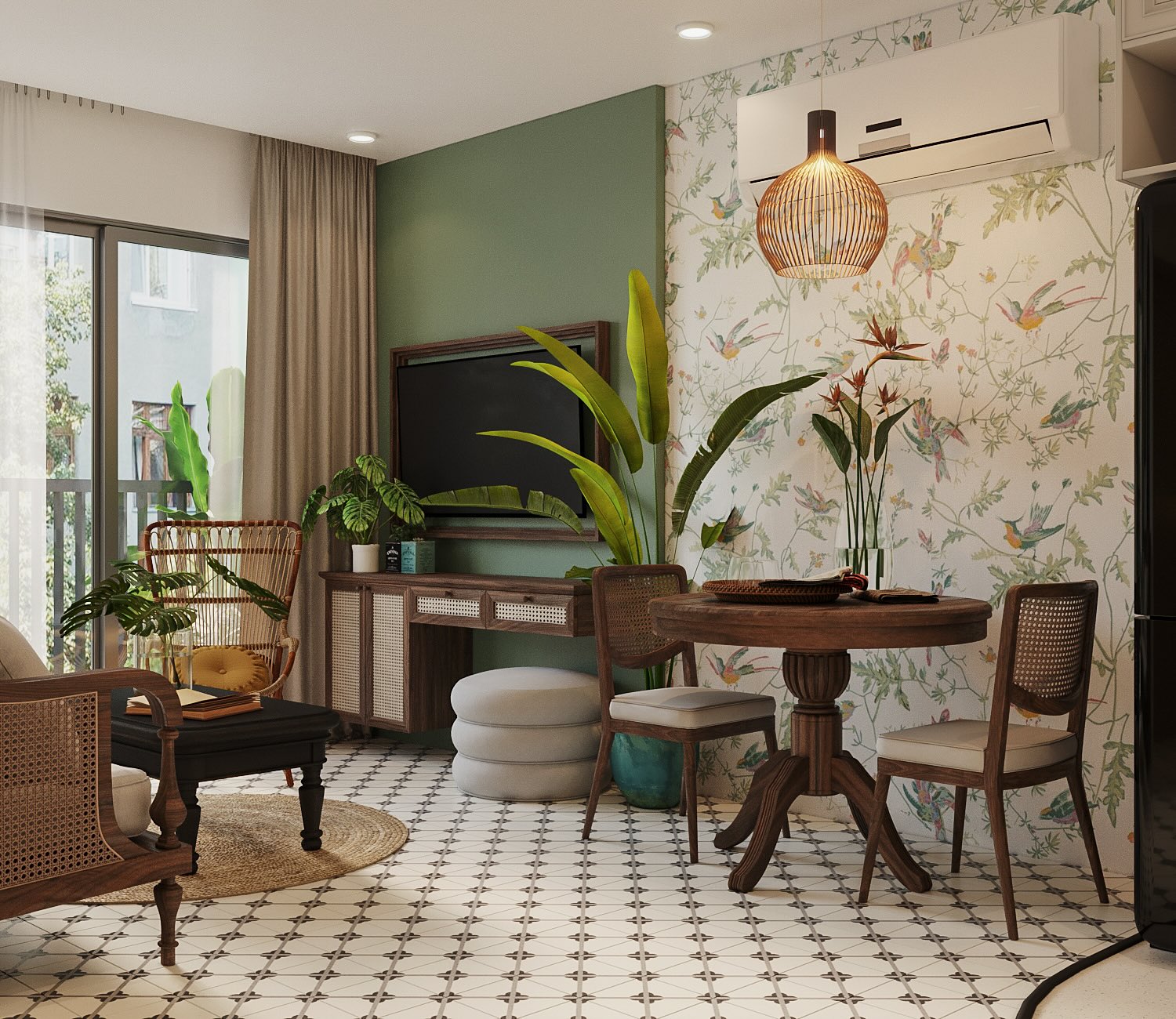 Thiết kế nội thất Indochine chung cư 80m2 Thiết kế nội thất Indochine chung cư 80m2