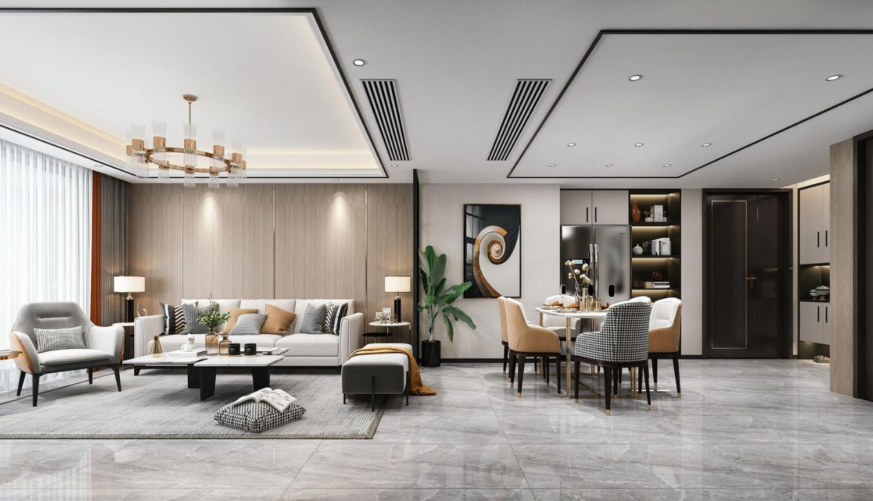 Trang trí phòng khách bếp liền kề