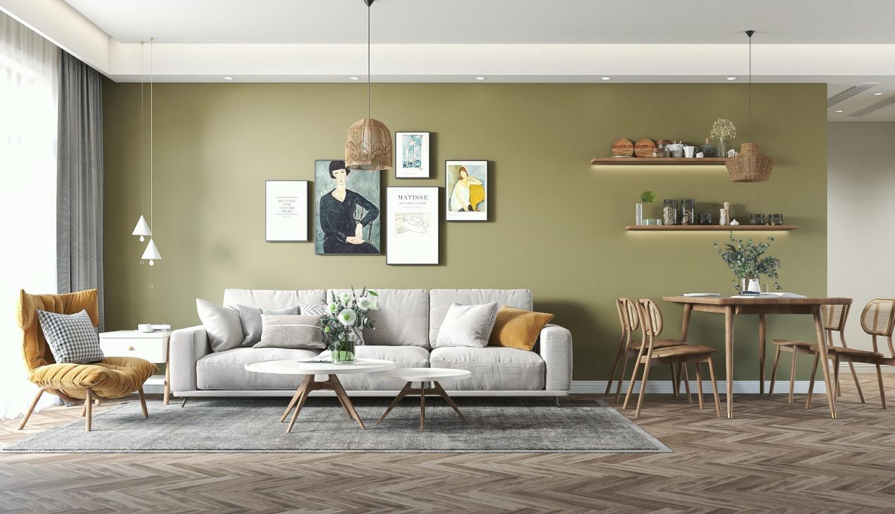 Căn hộ mini bố trí phòng khách liền bếp