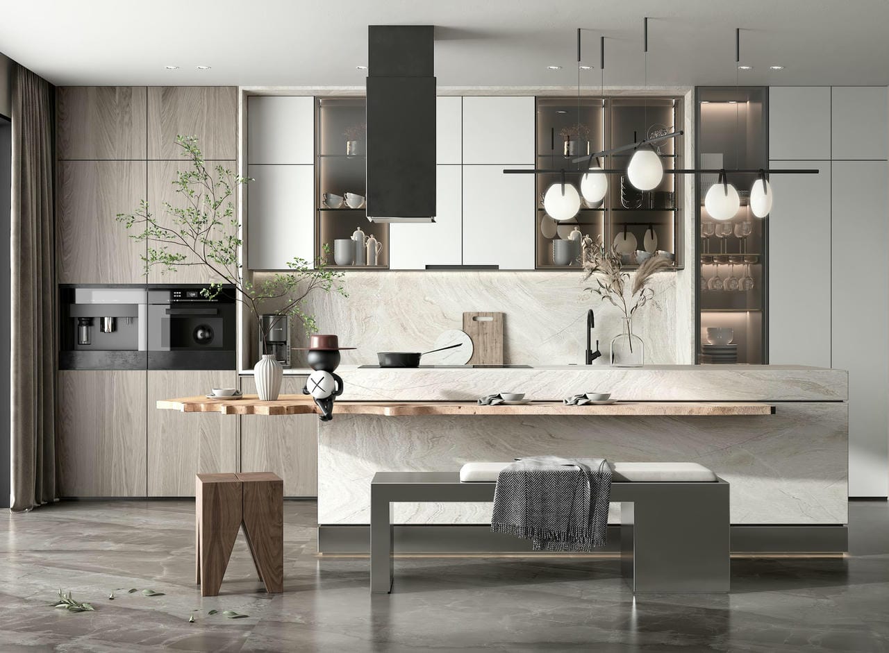 Bàn đảo bếp nhỏ gọn