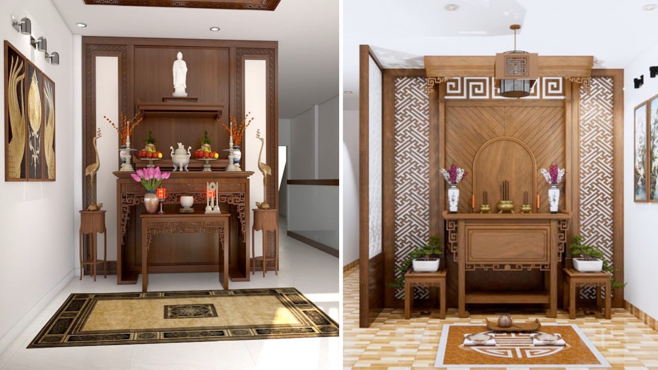 Bàn thờ đứng kết hợp tủ trang trí Bàn thờ đứng kết hợp tủ trang trí