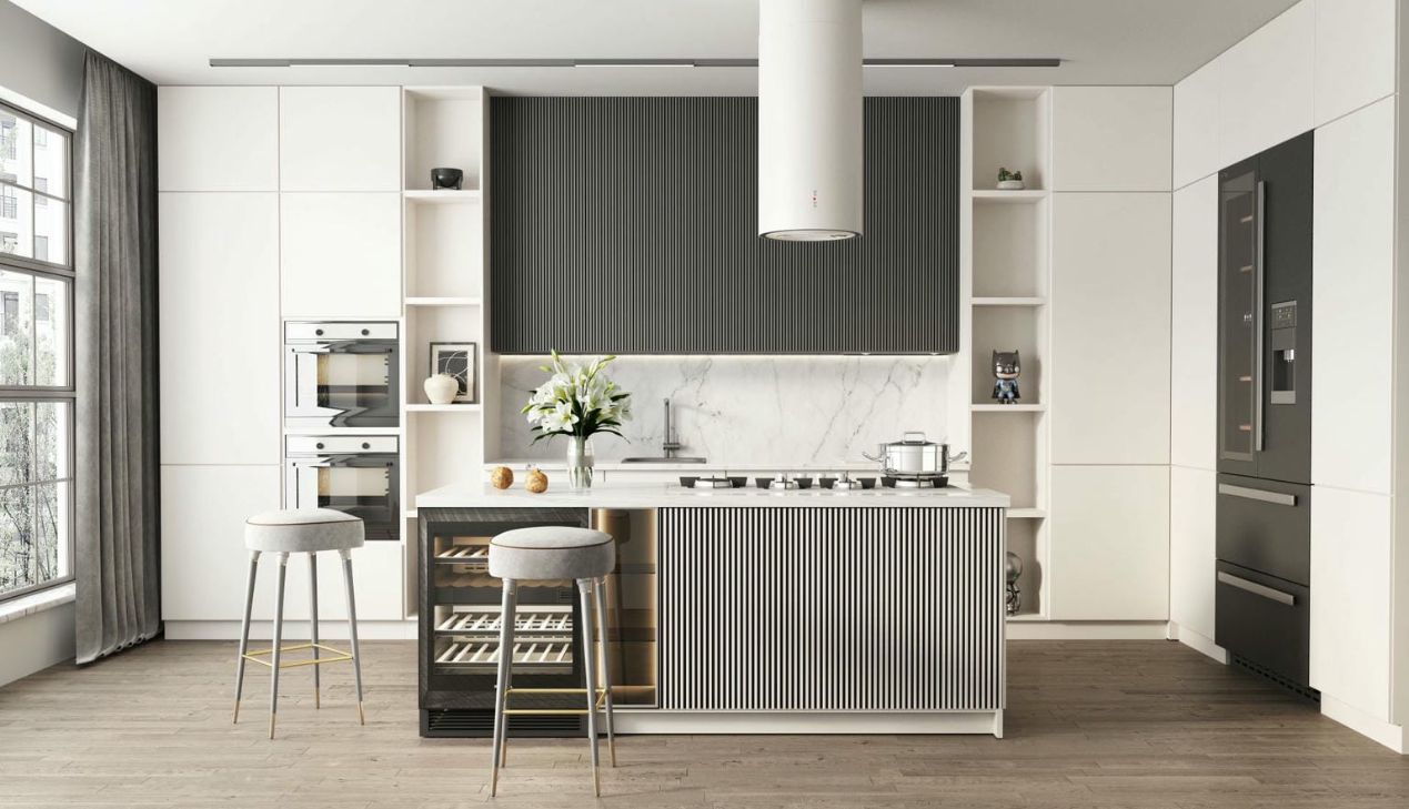 Bếp 20m2 kiểu tối giản Bếp 20m2 kiểu tối giản