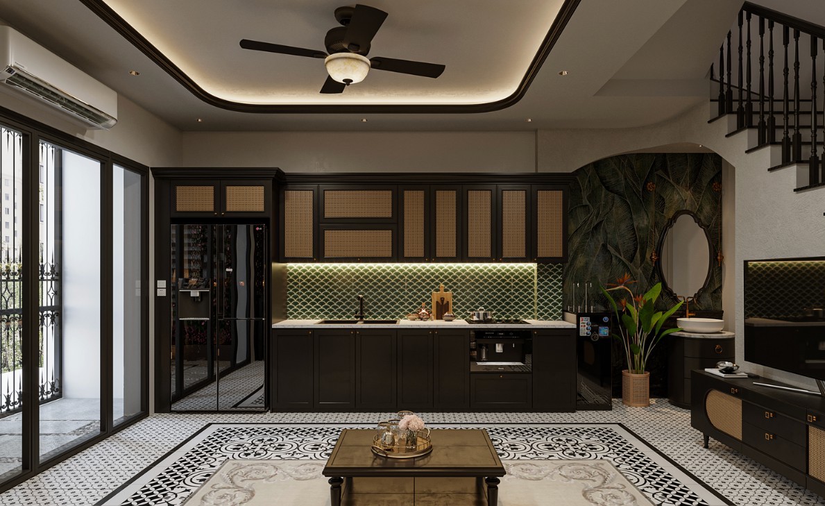 Bếp Indochine với thiết kế ấn tượng