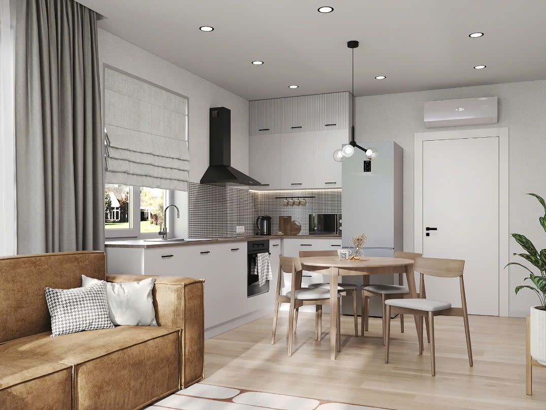 Bố trí phòng khách liền bếp 40m2 Bố trí phòng khách liền bếp 40m2