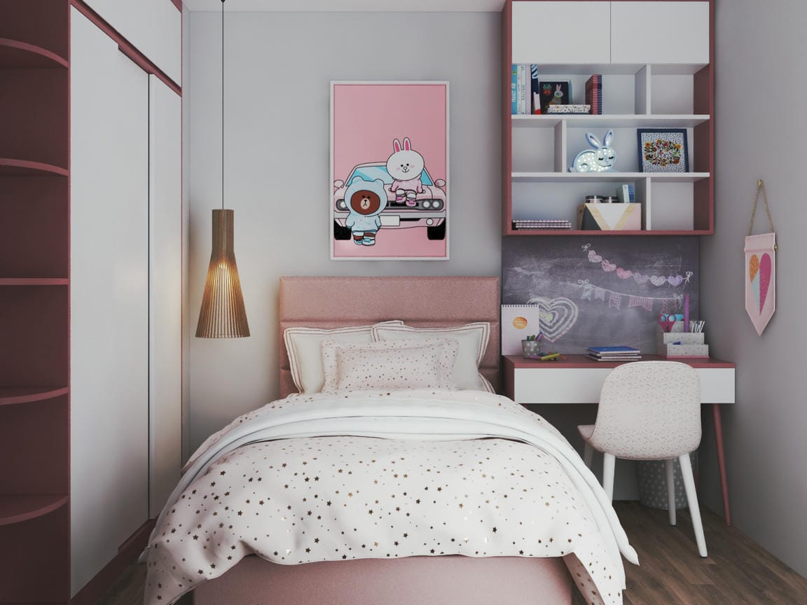 Bố Trí Phòng Ngủ 15m2 Cho Bé Gái Bố Trí Phòng Ngủ 15m2 Cho Bé Gái