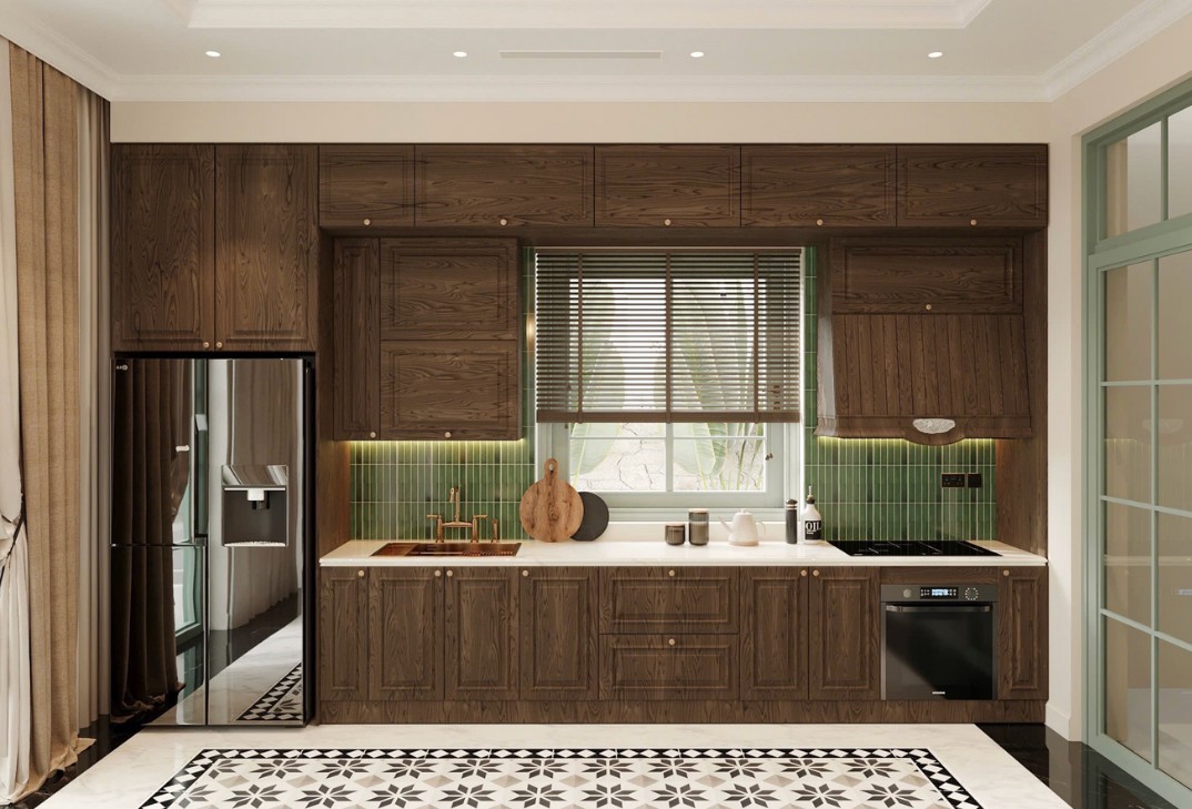 Mẫu bếp Indochine đơn giản