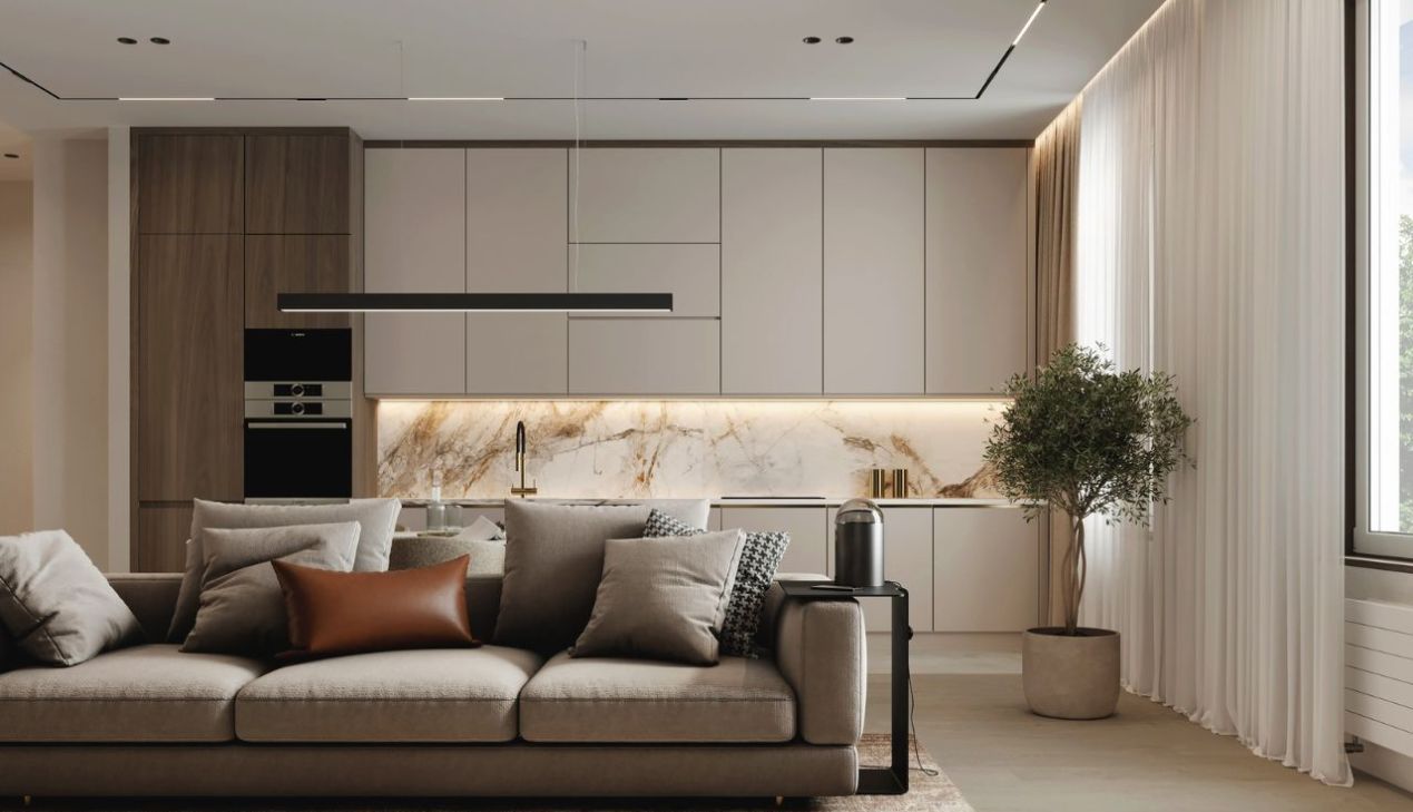 Mẫu decor phòng khách liền bếp Mẫu decor phòng khách liền bếp