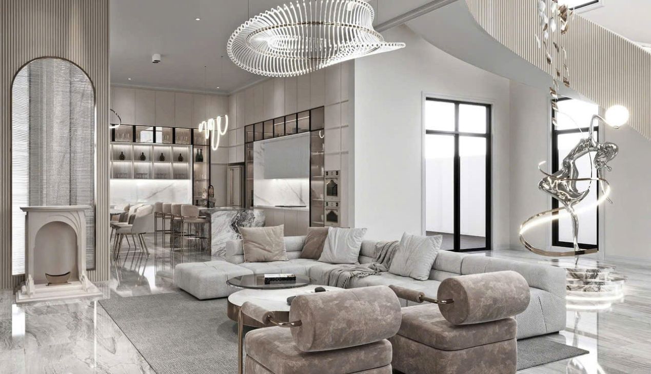Mẫu phòng khách liền bếp 50m2 Mẫu phòng khách liền bếp 50m2