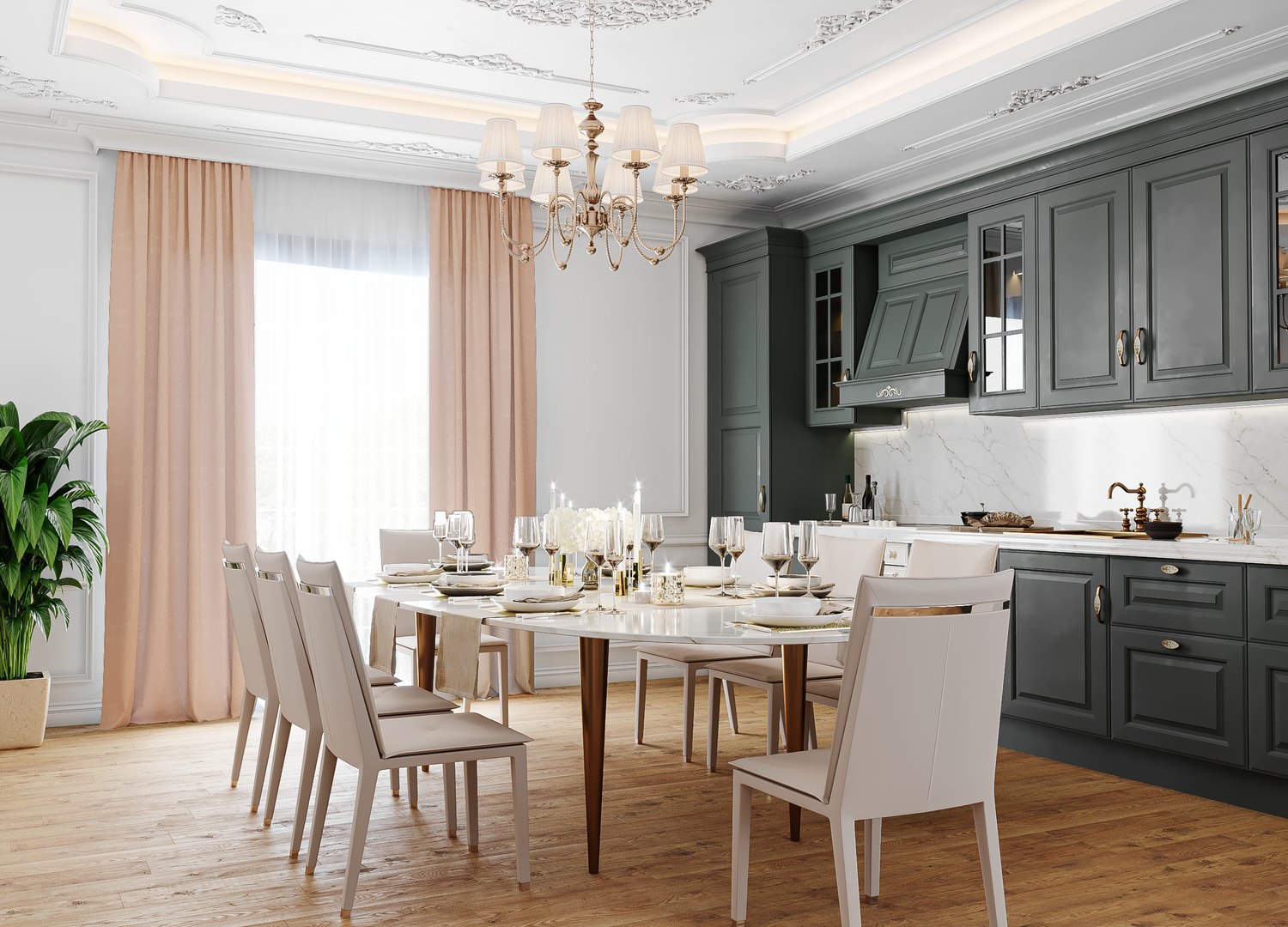 Mẫu thiết kế bếp tân cổ điển