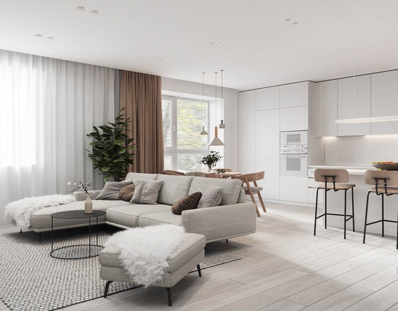 Mẫu thiết kế phòng khách liền bếp nhà 25m2 Mẫu thiết kế phòng khách liền bếp nhà 25m2