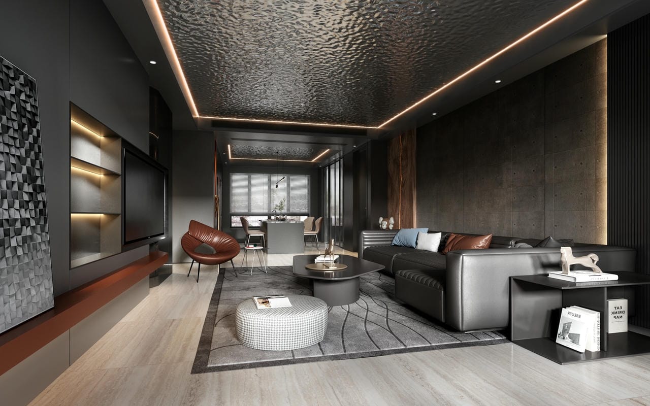 Nội thất phòng khách liền bếp 50m2 Nội thất phòng khách liền bếp 50m2