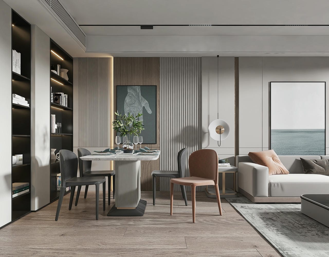 Phòng khách liền bếp 20m2 hiện đại Phòng khách liền bếp 20m2 hiện đại