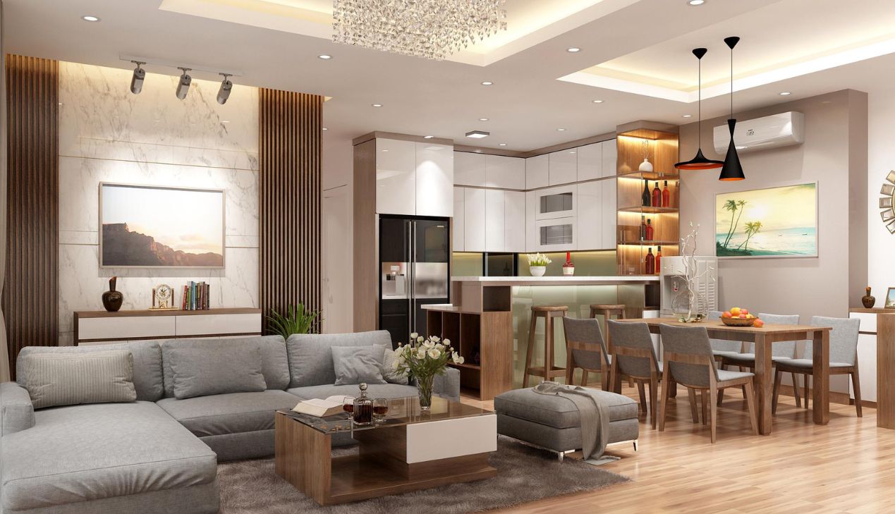 Phòng khách kết hợp bàn ăn 20m2 Phòng khách kết hợp bàn ăn 20m2