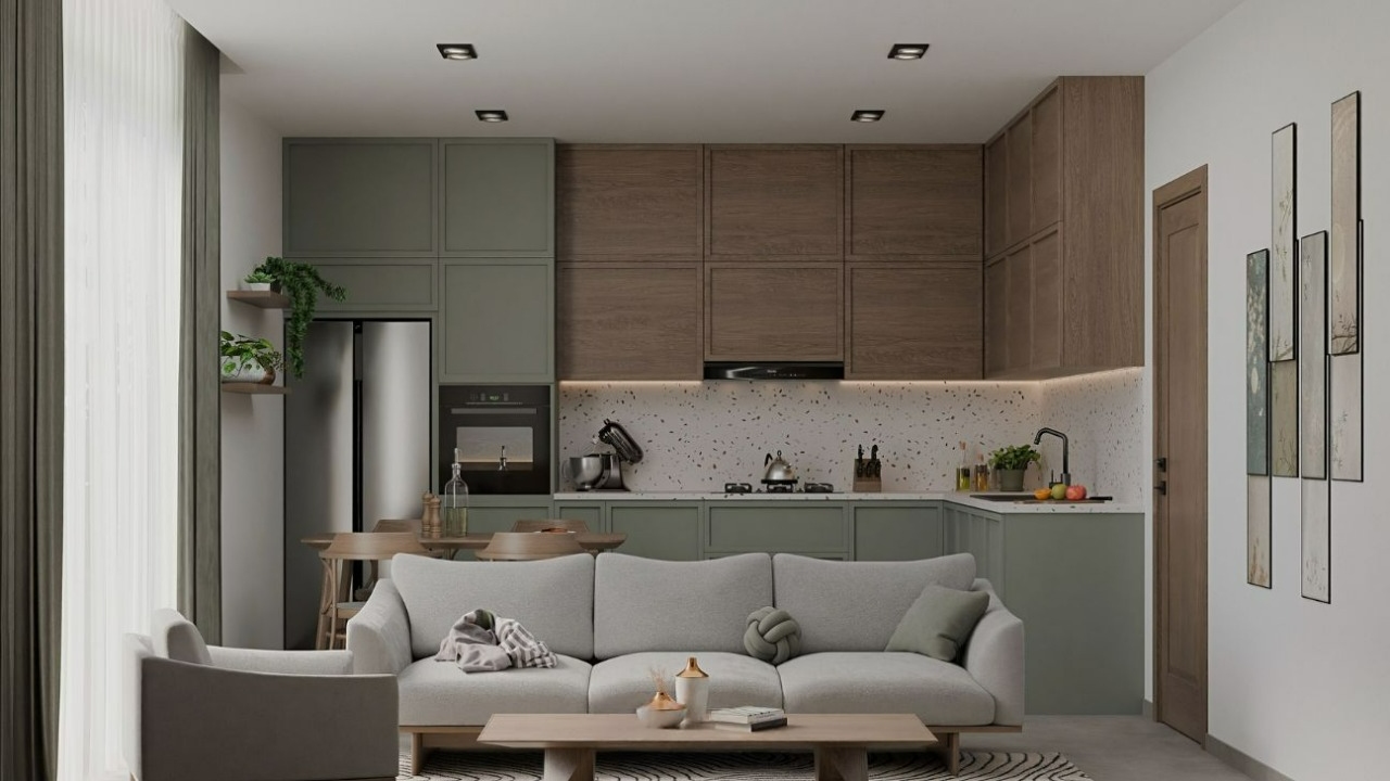 Phòng khách liền bếp 15m2 đẹp Phòng khách liền bếp 15m2 đẹp