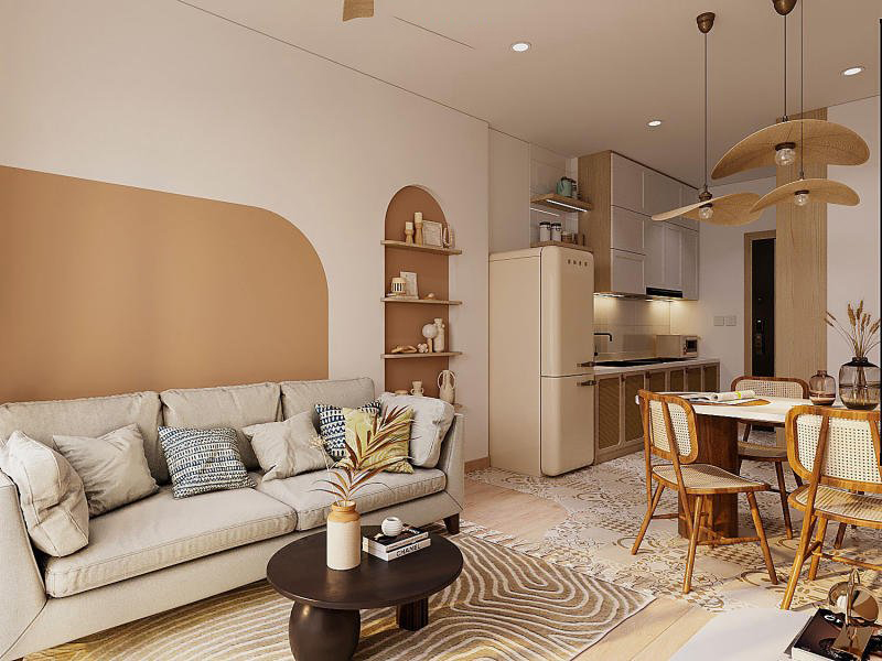 Phòng khách liền bếp 30m2 Scandinavian Phòng khách liền bếp 30m2 Scandinavian