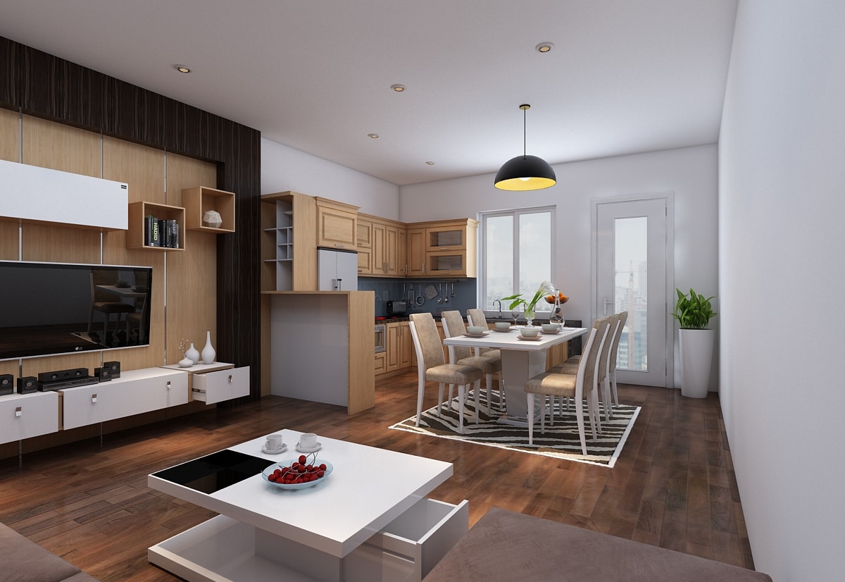 Phòng khách liền bếp 40m2 đẹp Phòng khách liền bếp 40m2 đẹp