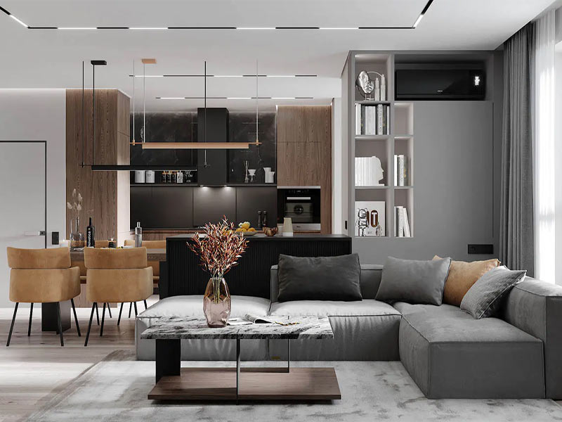 Phòng khách liền bếp 40m2 gọn gàng Phòng khách liền bếp 40m2 gọn gàng
