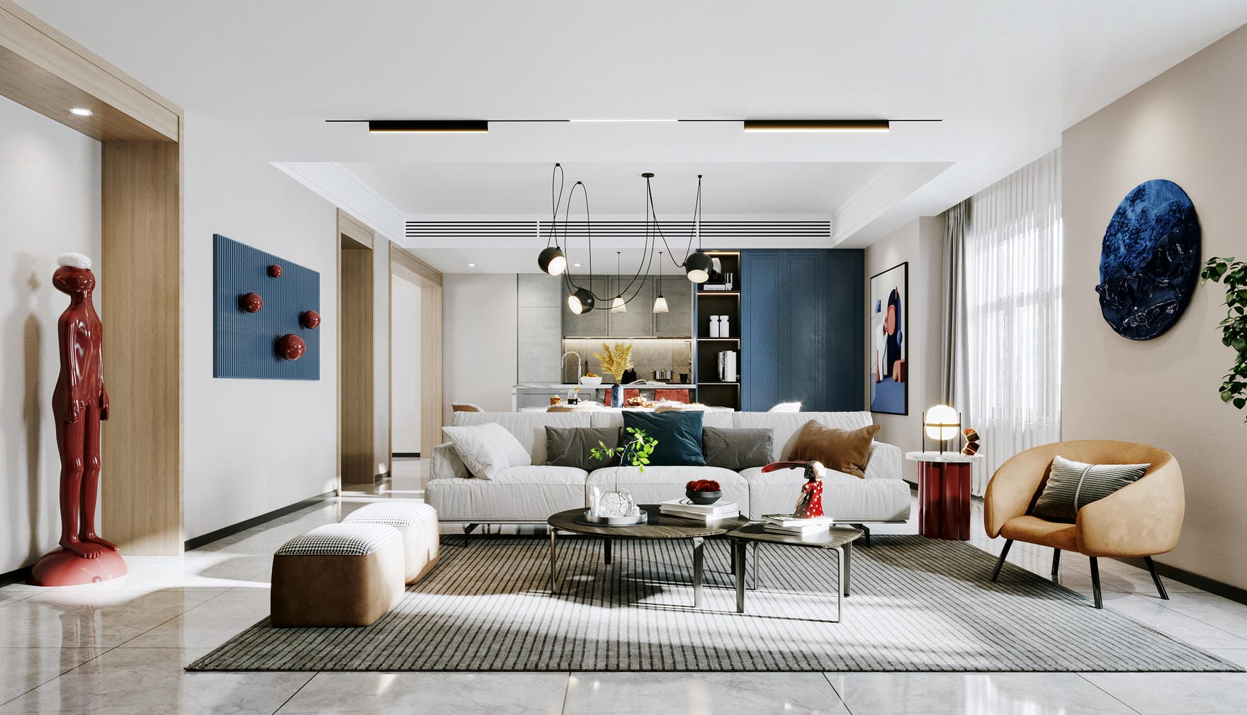 Phòng khách liền bếp 50m2 đơn giản Phòng khách liền bếp 50m2 đơn giản