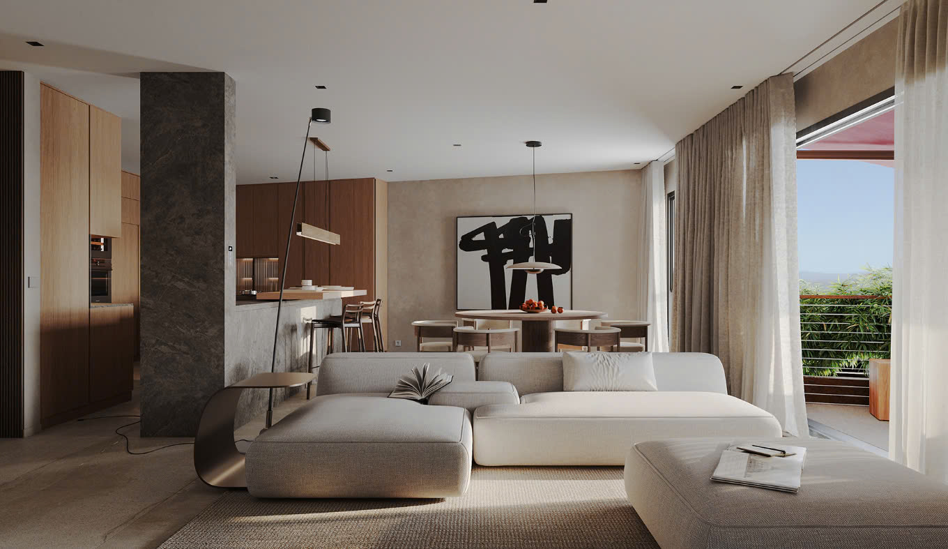 Phòng khách liền bếp 50m2 kiểu Hàn Quốc Phòng khách liền bếp 50m2 kiểu Hàn Quốc
