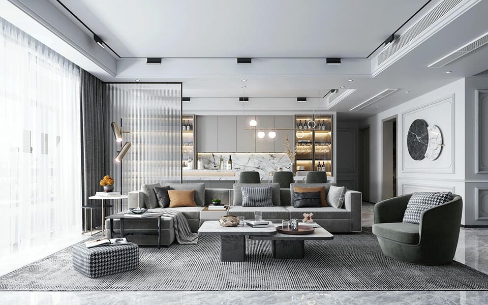 Phòng khách liền bếp 50m2 tiện nghi Phòng khách liền bếp 50m2 tiện nghi