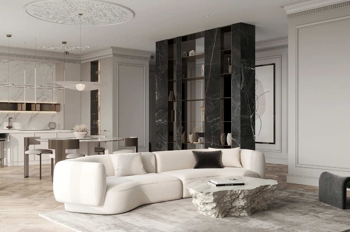 Phòng khách liền bếp 50m2 trang nhã Phòng khách liền bếp 50m2 trang nhã