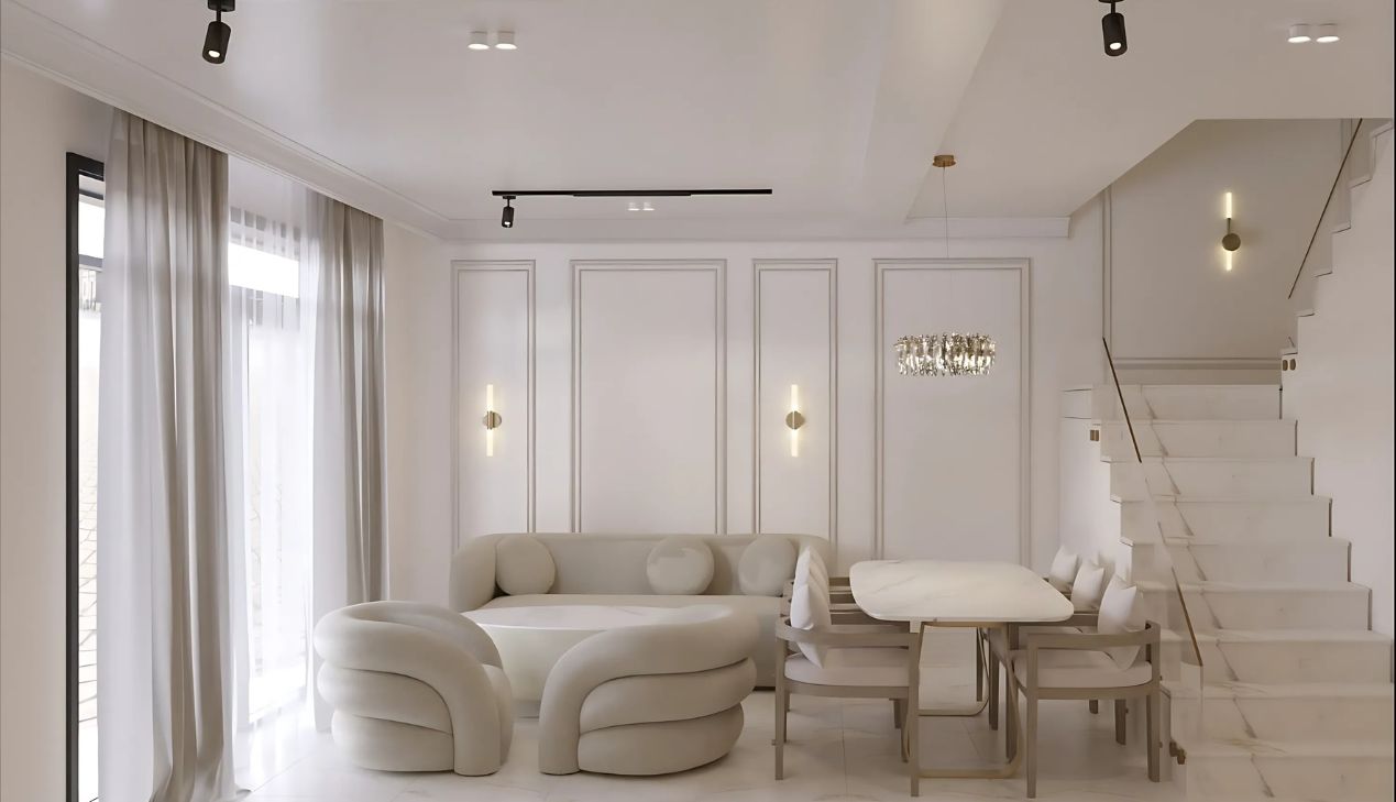 Phòng khách liền bếp chung cư