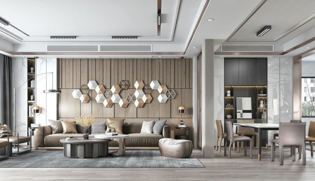 Phòng khách liền bếp hiện đại