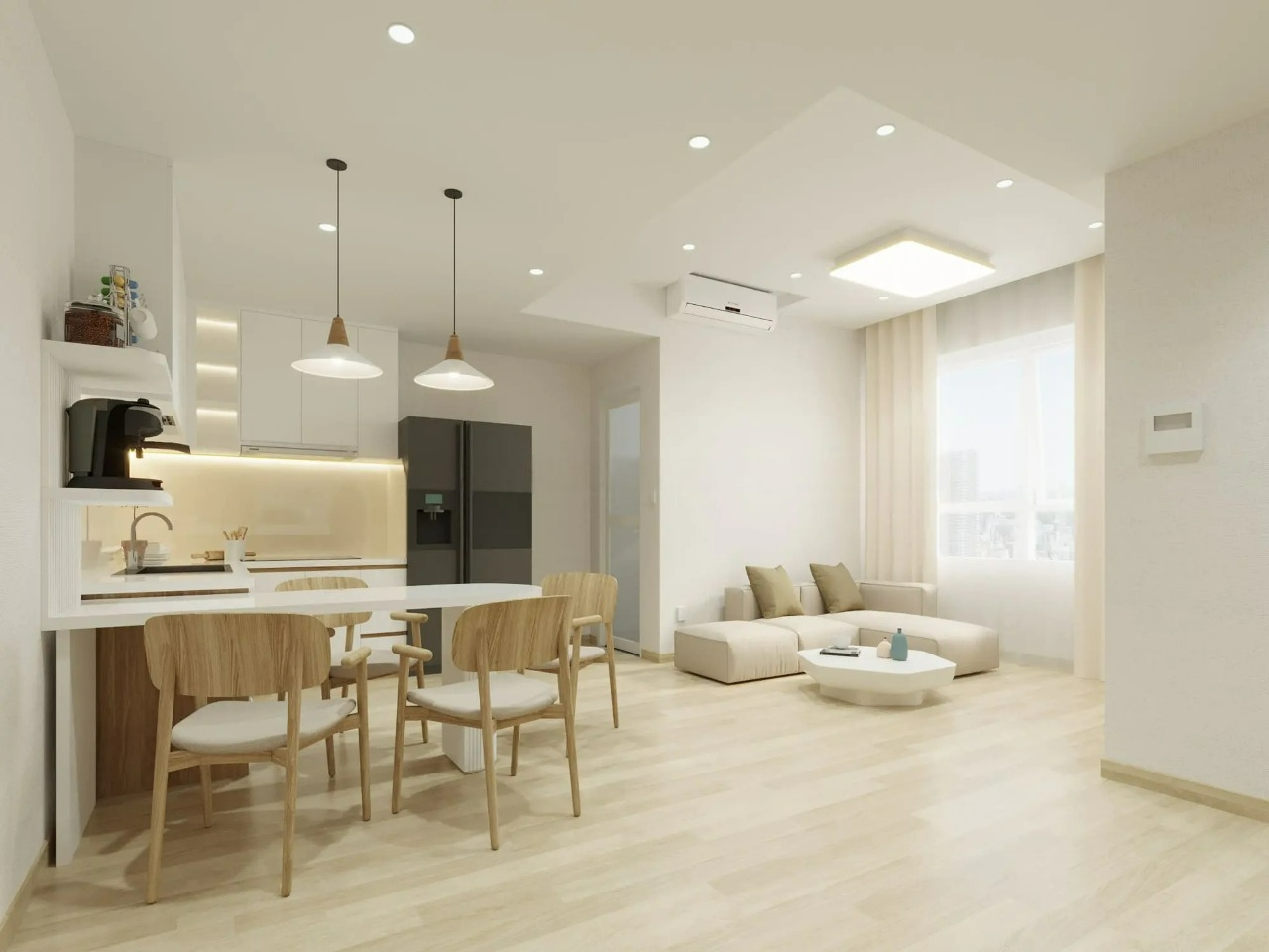 Phòng khách liền bếp phong cách wabi sabi Phòng khách liền bếp phong cách wabi sabi