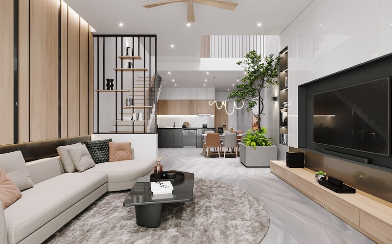 Phòng khách liền bếp theo minimalism Phòng khách liền bếp theo minimalism