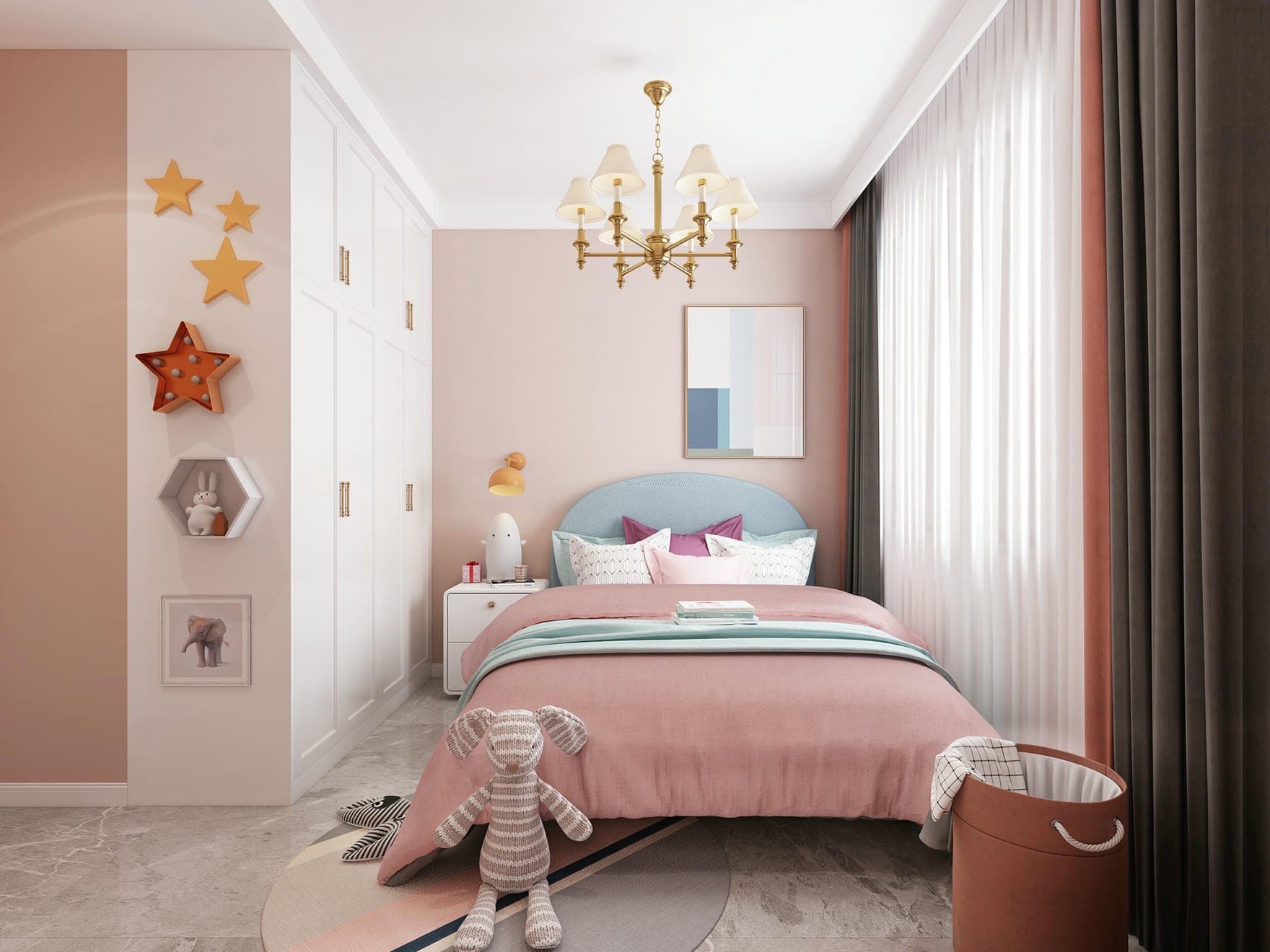 Phòng Ngủ Bé Gái Cấp 1 Diện Tích 15m2 Phòng Ngủ Bé Gái Cấp 1 Diện Tích 15m2