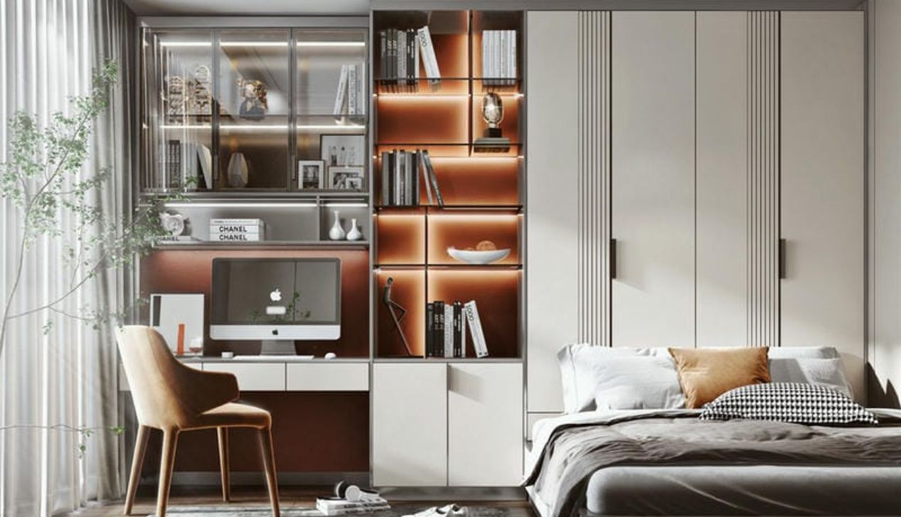 Thiết kế phòng ngủ làm việc với gam màu tối giản Thiết kế phòng ngủ làm việc với gam màu tối giản