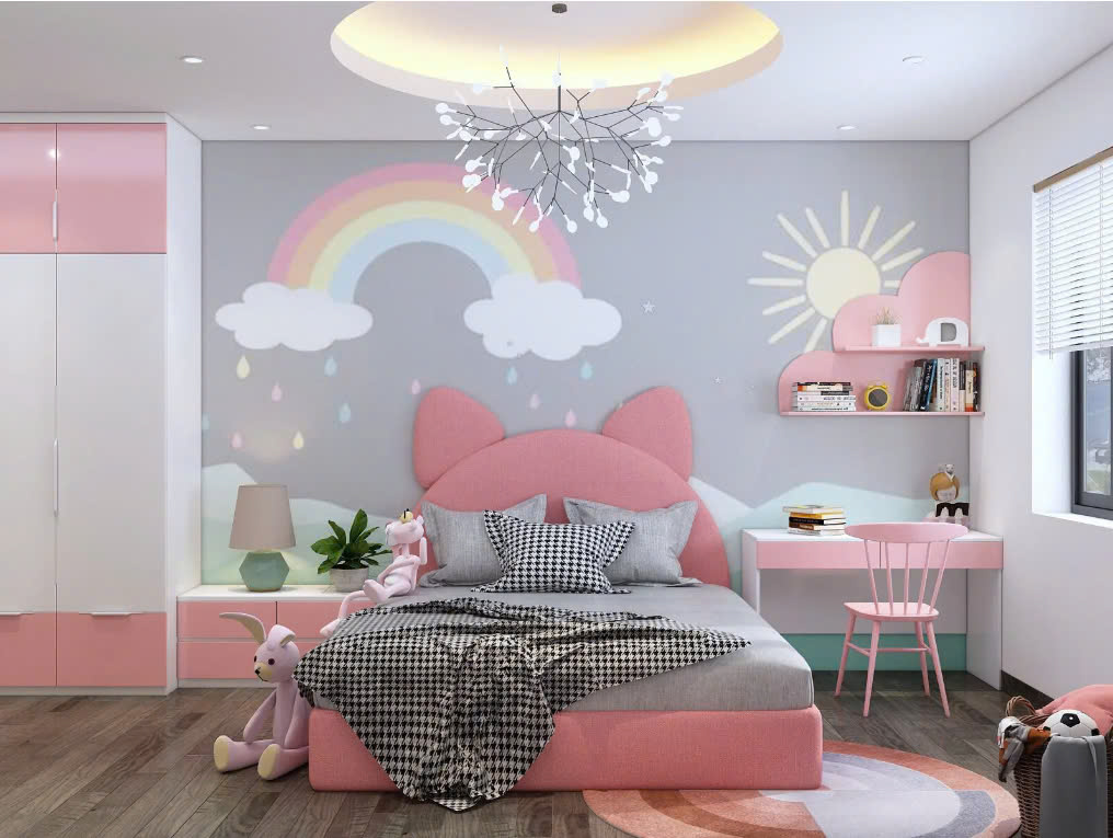 Phòng ngủ màu hồng cute Phòng ngủ màu hồng cute