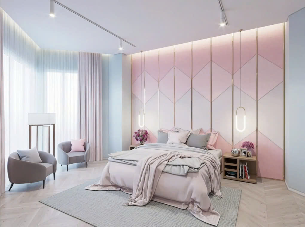 Phòng ngủ màu hồng pastel Phòng ngủ màu hồng pastel