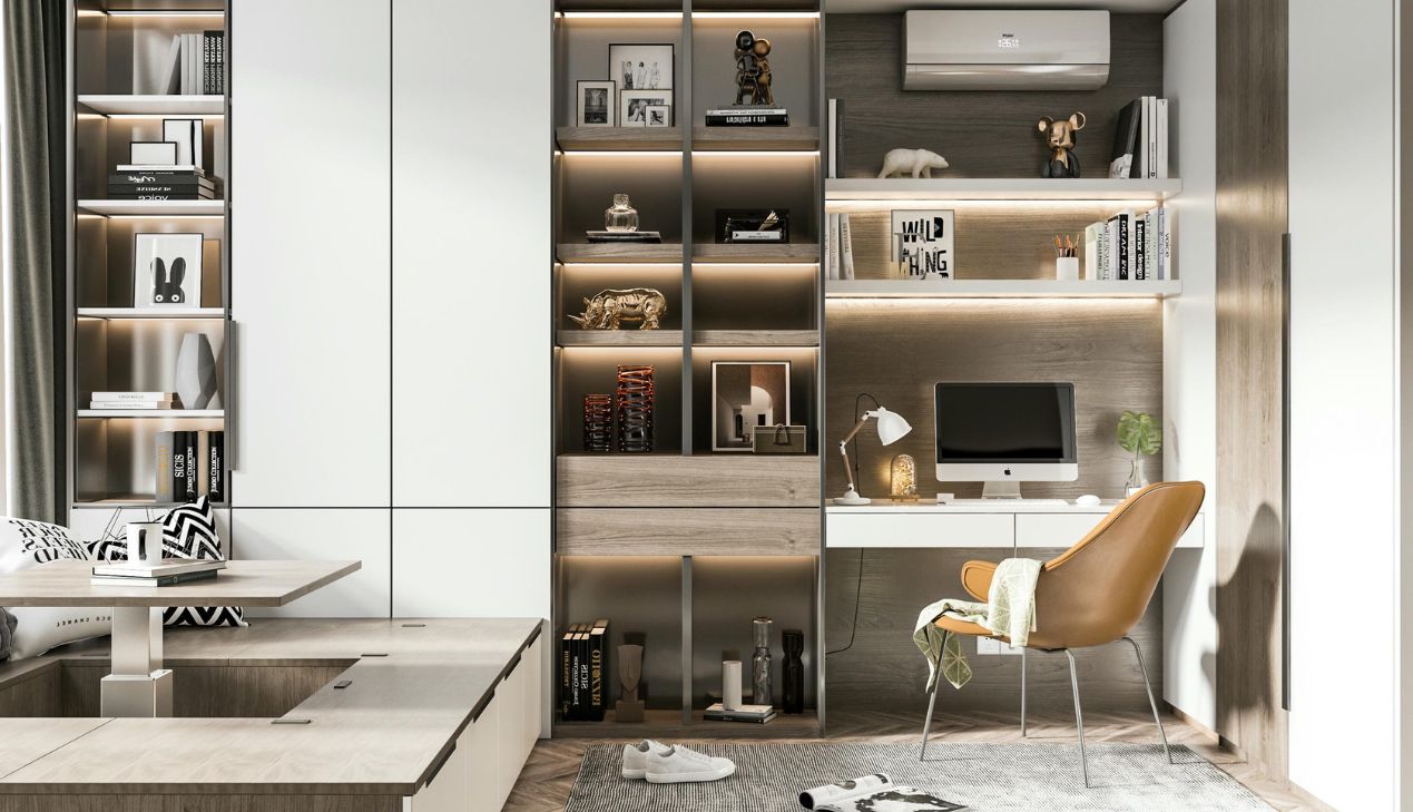 Phòng ngủ tích hợp bàn làm việc Phòng ngủ tích hợp bàn làm việc