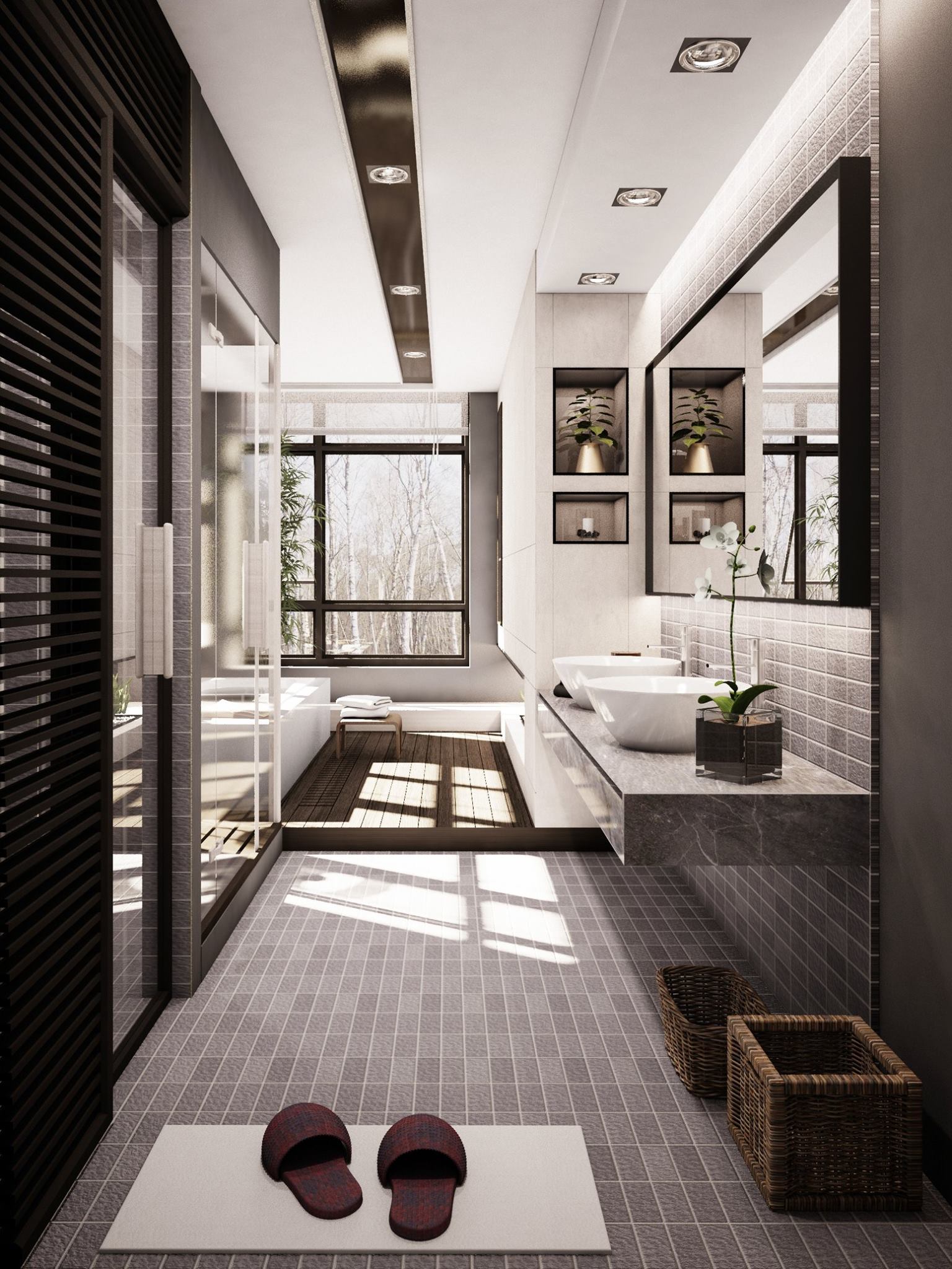 Phòng tắm phong cách Zen đơn giản