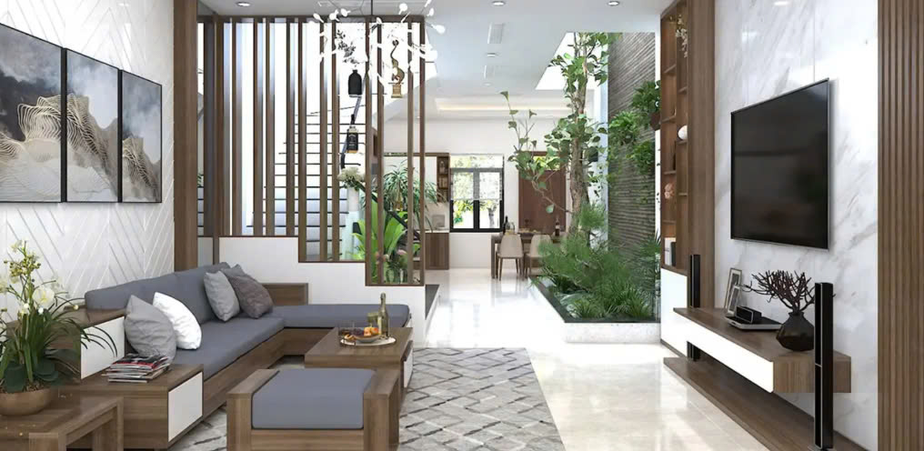 Thiết kế cầu thang giữa phòng khách và bếp theo phong thuỷ Thiết kế cầu thang giữa phòng khách và bếp theo phong thuỷ