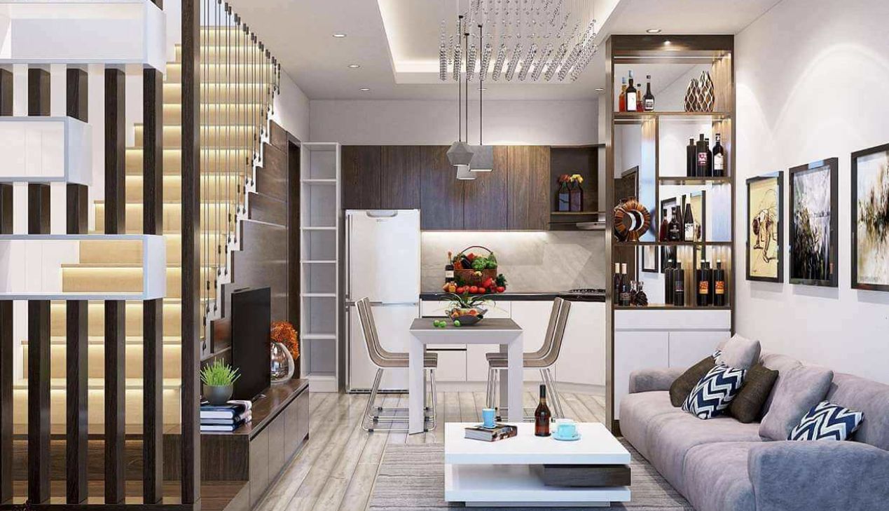 Nhà ống 2 tầng liền phòng khách và bếp Nhà ống 2 tầng liền phòng khách và bếp