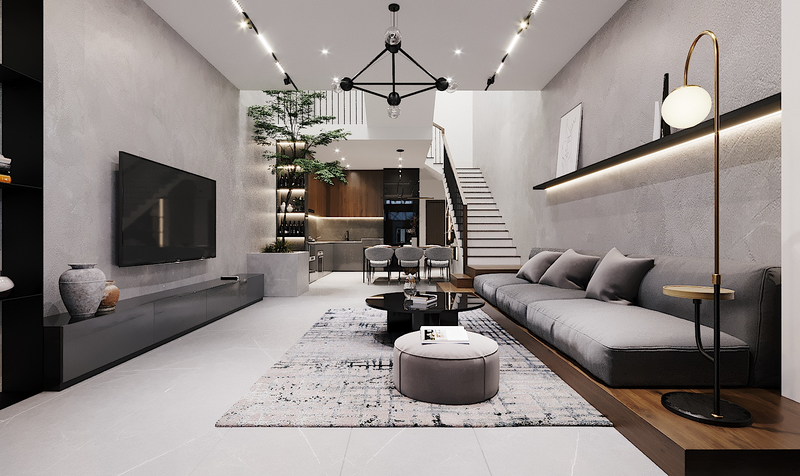 Thiết kế nội thất nhà 2 tầng phong cách hiện đại